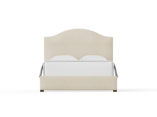 Transitional King Upholstered Bed with Arched Headboard