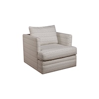 Contemporary Tuxedo Swivel Chair with Loose Back Pillow