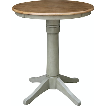 Transitional Round Table with Single Pedestal Base