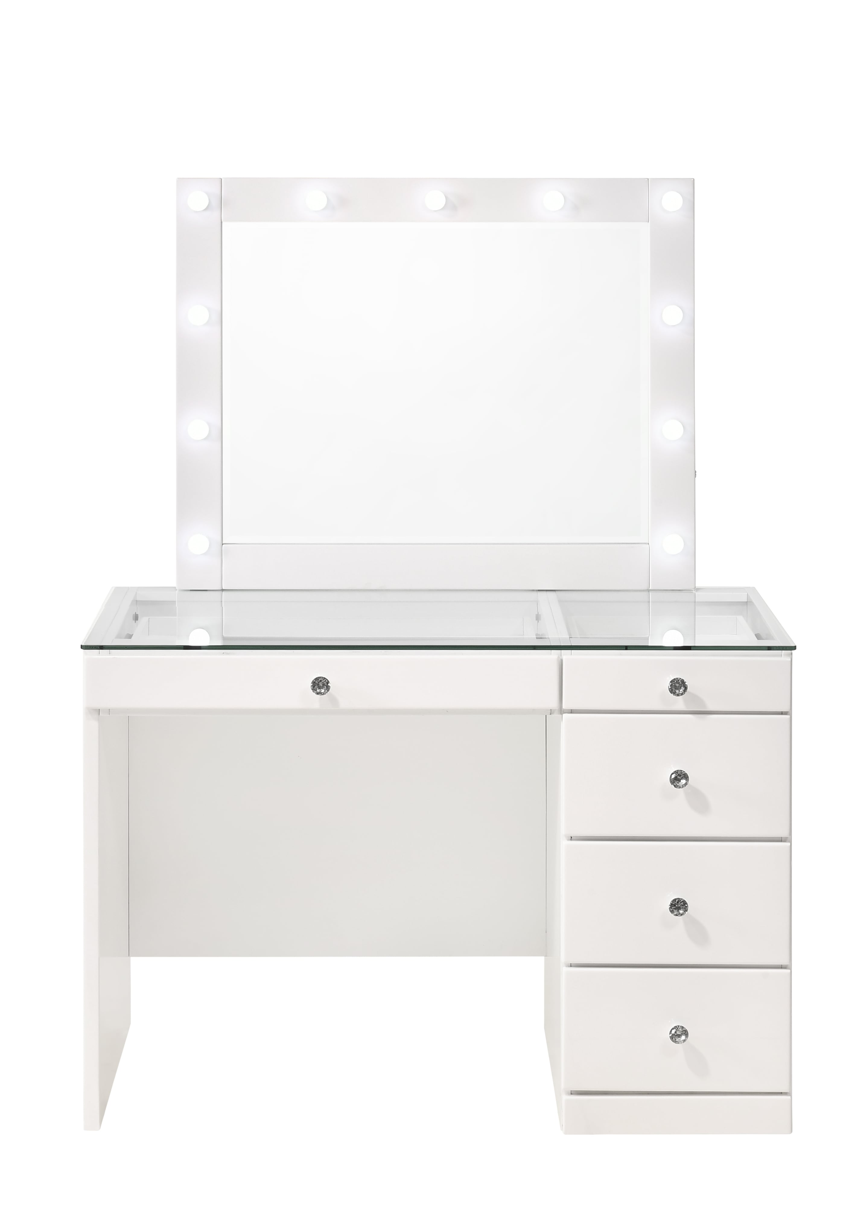 Crown Mark Morgan Vanity Desk and Stool Set - White