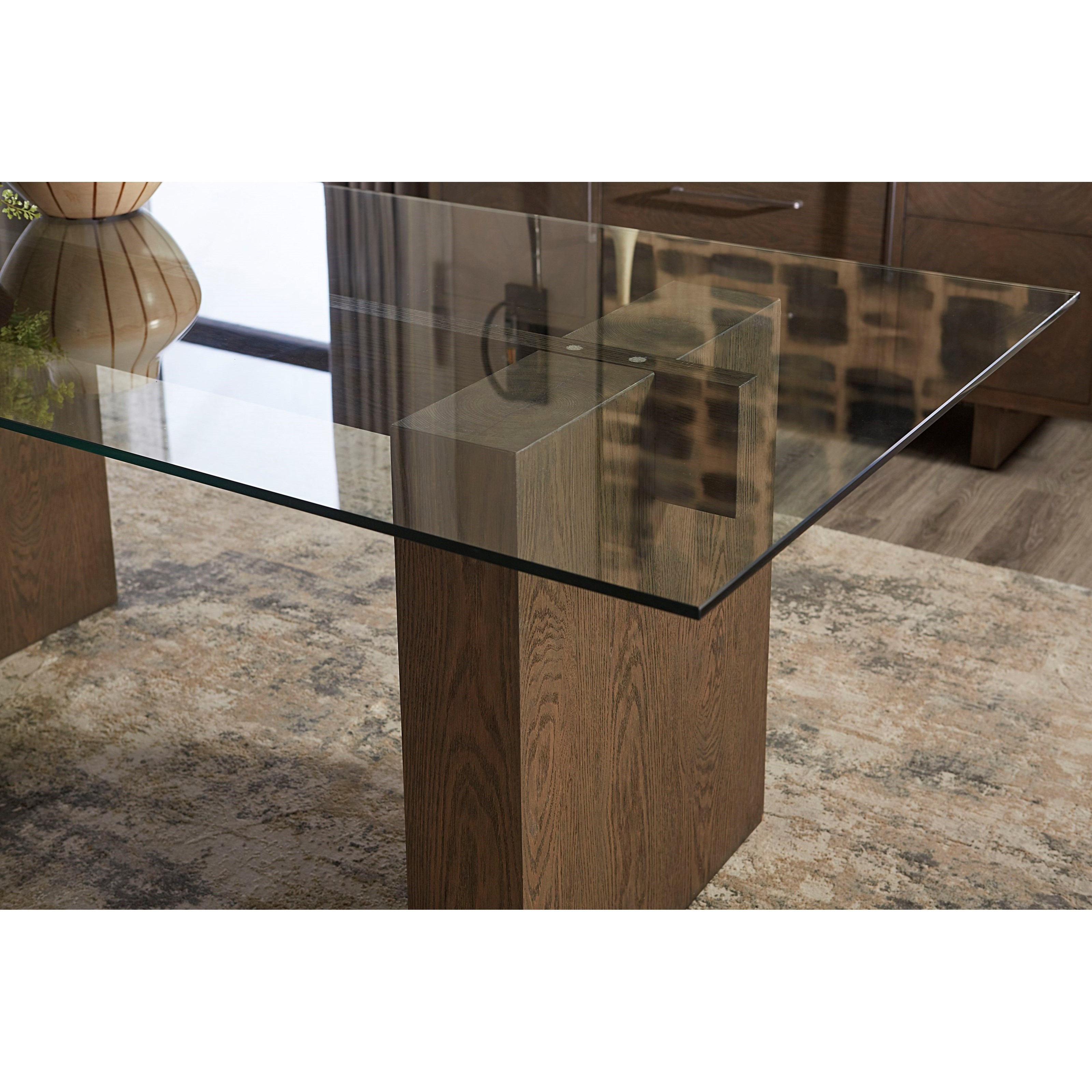 Modus Furniture Oakland Glass Table in Brunette