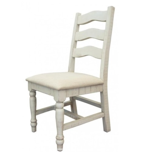 Farmhouse Ladderback Side Chair with Upholstered Seat
