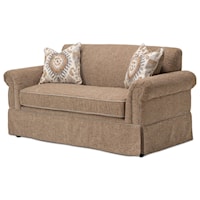 Rustic Upholstered Loveseat with Rolled Arms