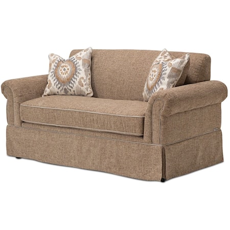 Rustic Upholstered Loveseat with Rolled Arms