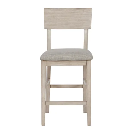 Casual Solid Wood Counter Bar Stool with Upholstered Cushion