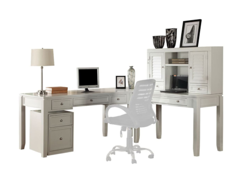 Cottage L-Shaped Desk with File Cabinet and Hutch