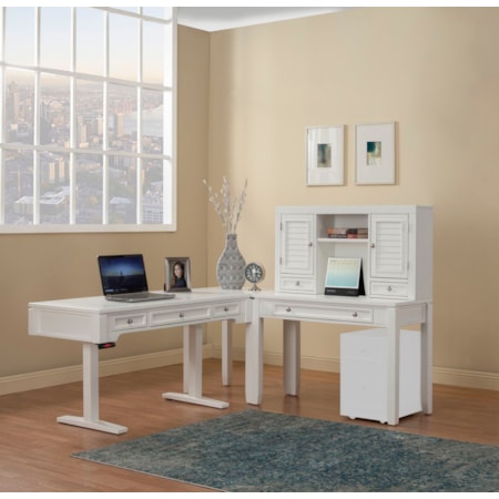 Power Lift L-Shaped Desk with Hutch