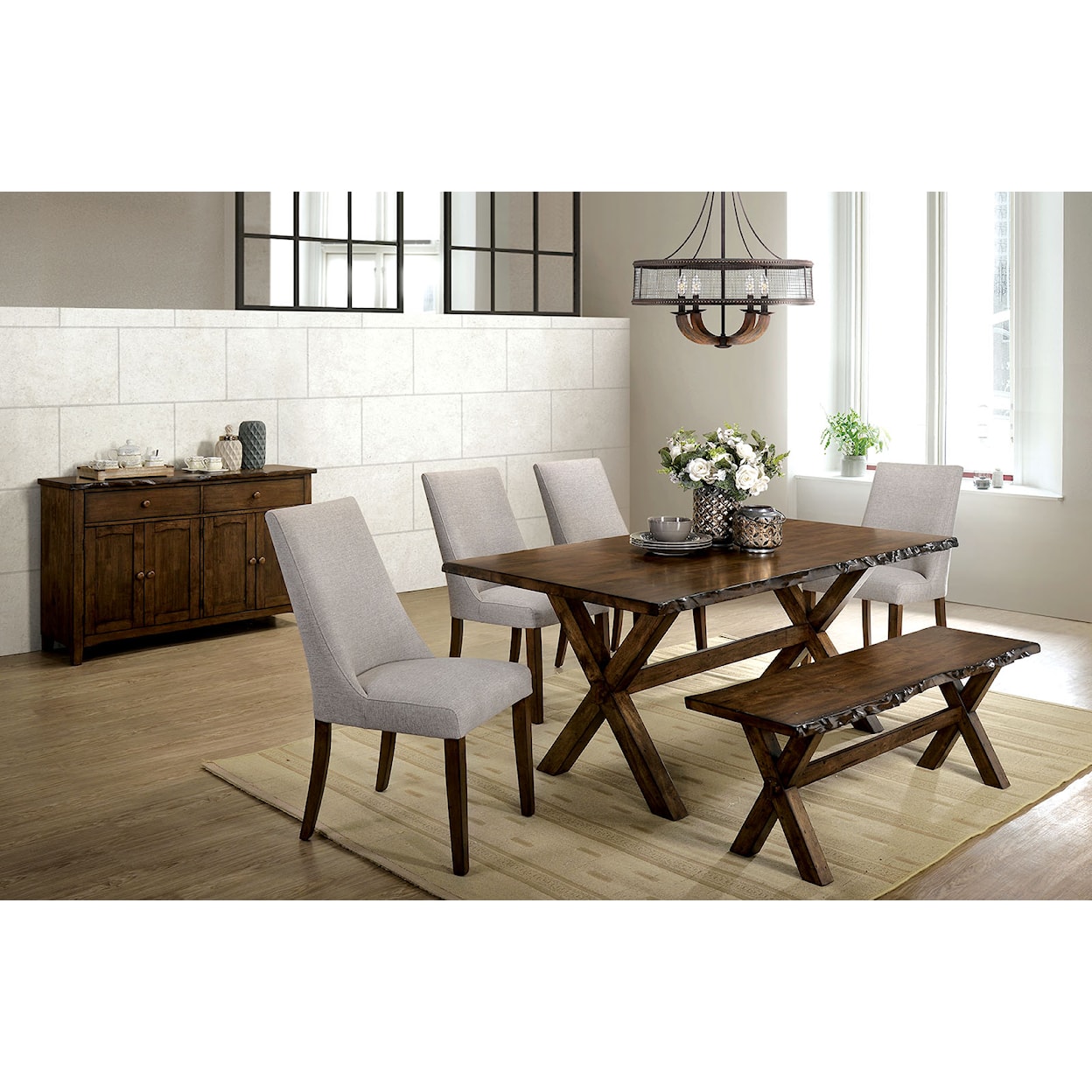 Furniture of America Woodworth 6-Piece Dining Set