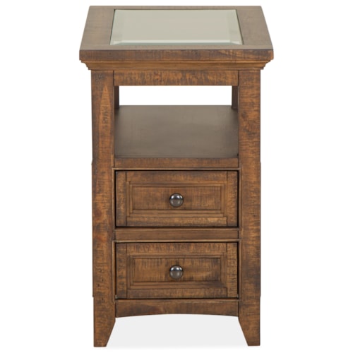 Casual Chairside Table with Glass Top