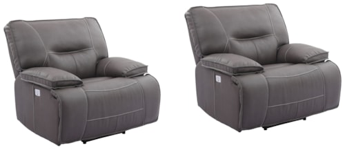 Casual Wall Hugger Power Recliner with Power Headrest (Set of 2)