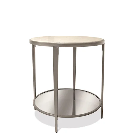 Contemporary Round End Table with Shelf