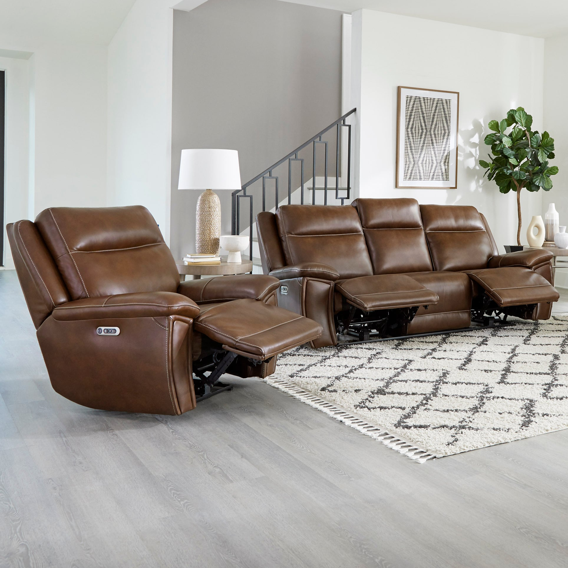 Power Reclining Sofa and Recliner Set