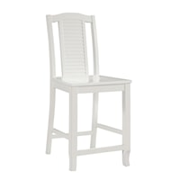 Coastal Stool with Slat Back (BUILT) in Pure White