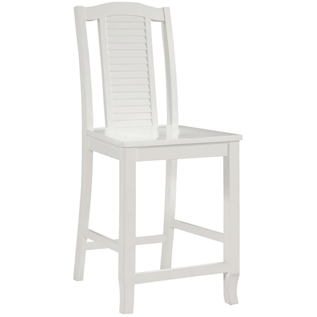 Coastal Stool with Slat Back (BUILT) in Pure White