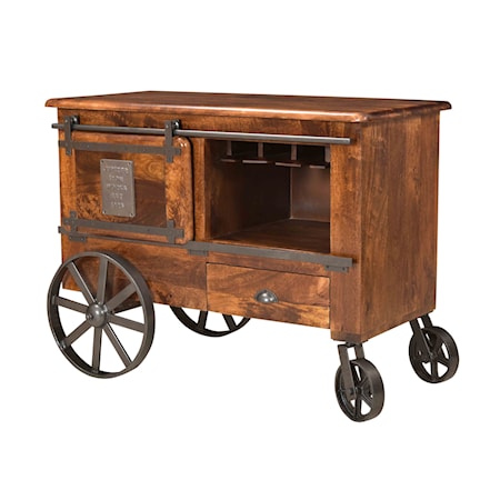 2-Door 1-Drawer Wine Cart