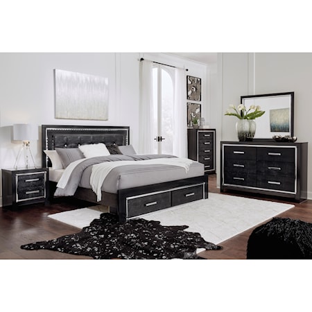 King Uph Storage Bed with LED Lighting