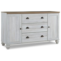 Two-Tone Farmhouse Dresser with 2 Doors and 3 Drawers