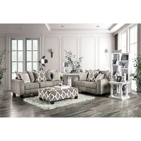 Transitional Sofa and Loveseat Set with Angled Back