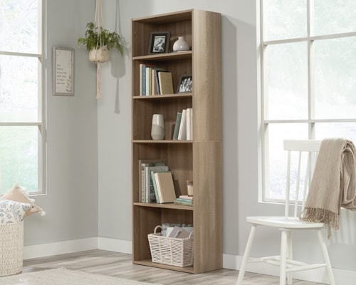 Transitional 5-Shelf Bookcase with Adjustable Shelves