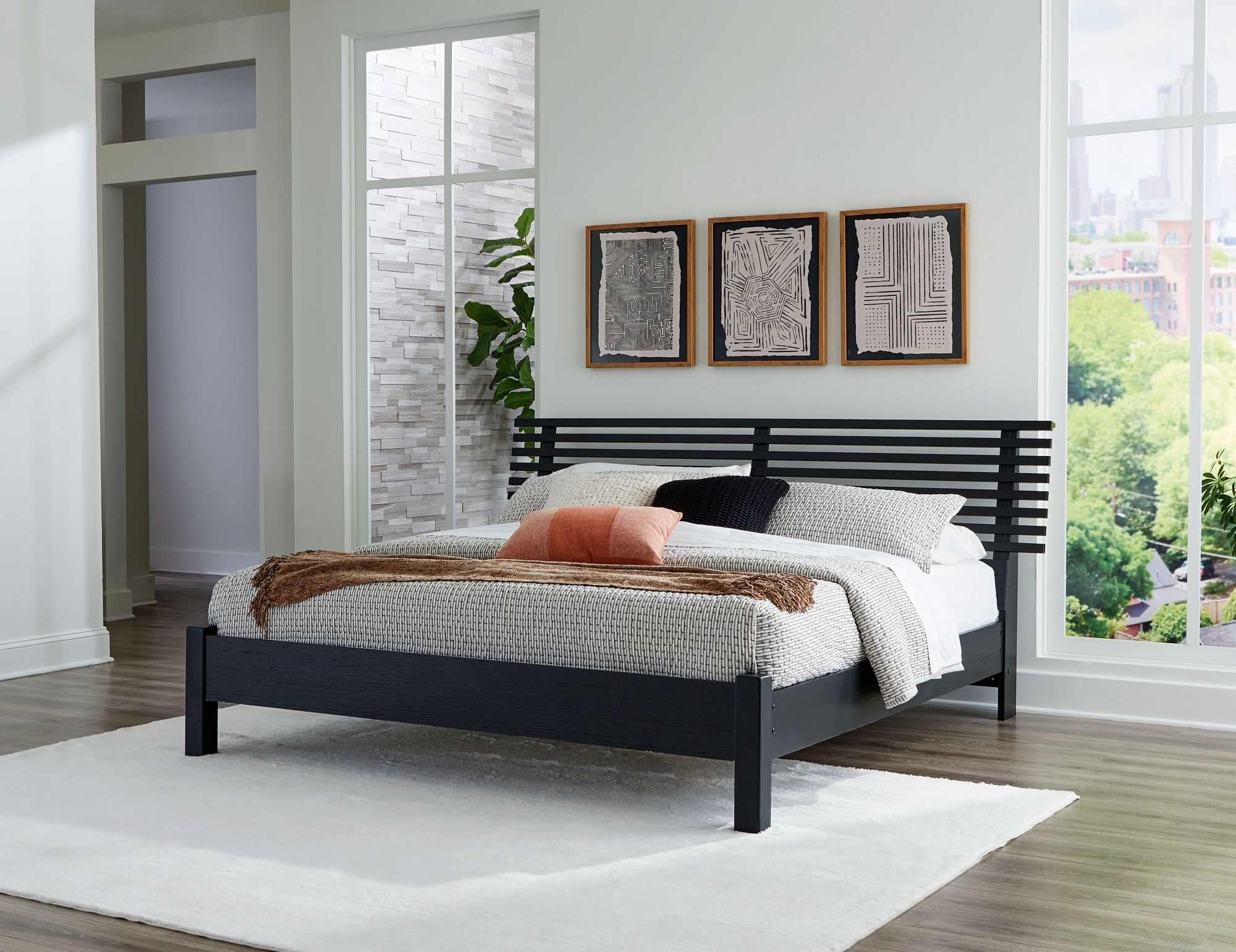 King Slat Panel Bed