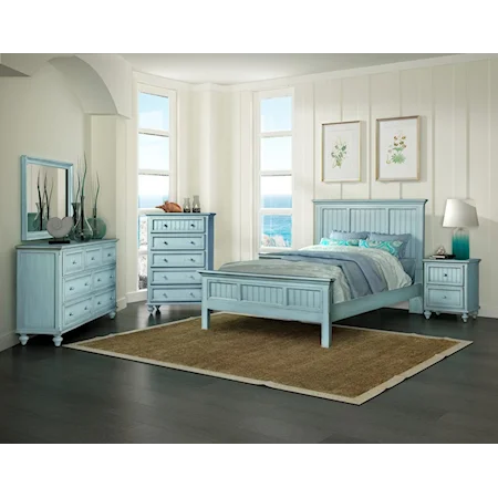 Queen 5-Piece Coastal Monaco Bedroom Set - Bleu