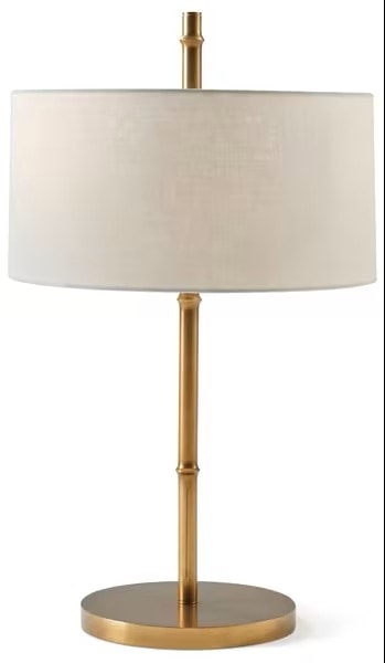 Contemporary Brass Table Lamp with Linen Shade