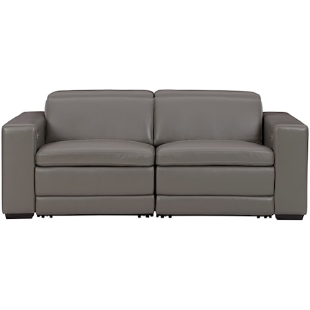 Contemporary Leather Match Power Reclining Loveseat