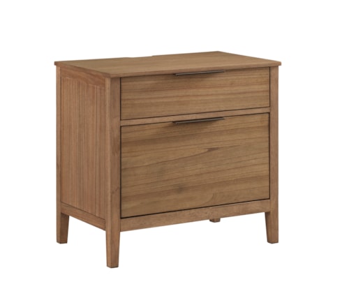 Transitional 2-Drawer Nightstand with A/C Outlets and Hidden Drawer