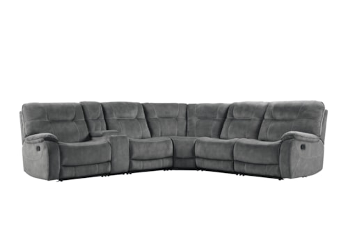 Casual 6-Piece Manual Reclining Sectional Sofa with Entertainment Console