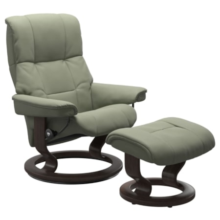 Medium Chair & Ottoman with Classic Base