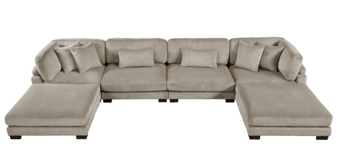Homelegance Traverse 6-Piece Sectional Sofa with Two Ottomans