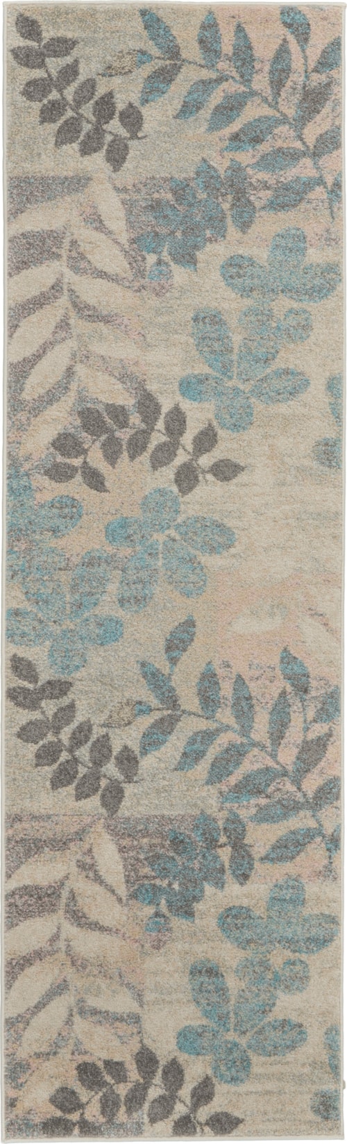 2'3" x 7'3" Ivory/Light Blue Runner Rug