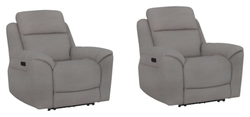 Casual Power Recliner with Power Headrest and Lumbar Support (Set of 2)