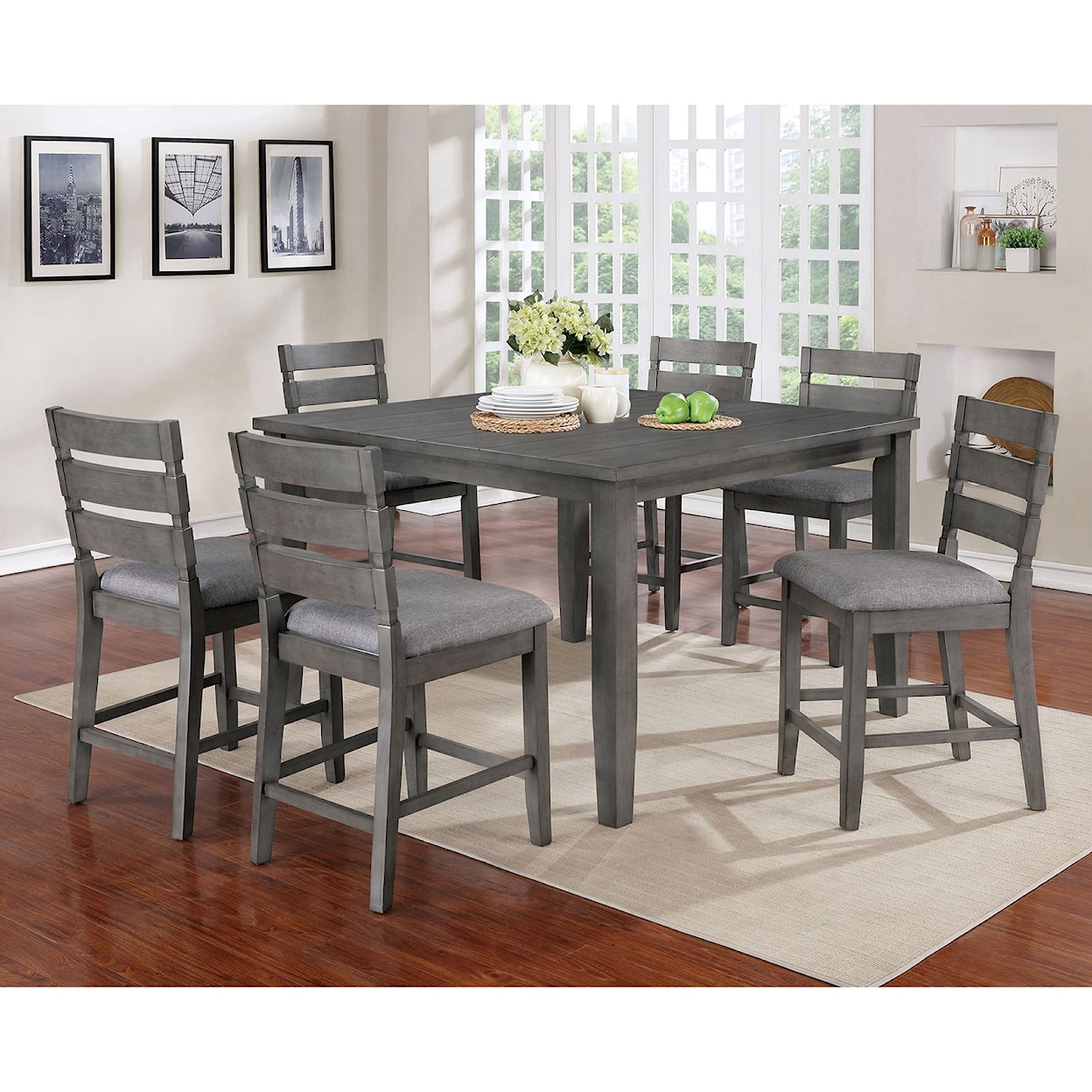 Furniture of America - FOA Viana 7-Piece Counter Height Dining Set