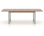 Canadel Modern Metal Double-Pedestal Table w/Solid Wood Top