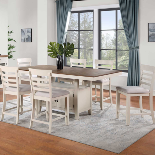 Farmhouse 7-Piece Counter-Height Dining Set with Two-Tone Finish