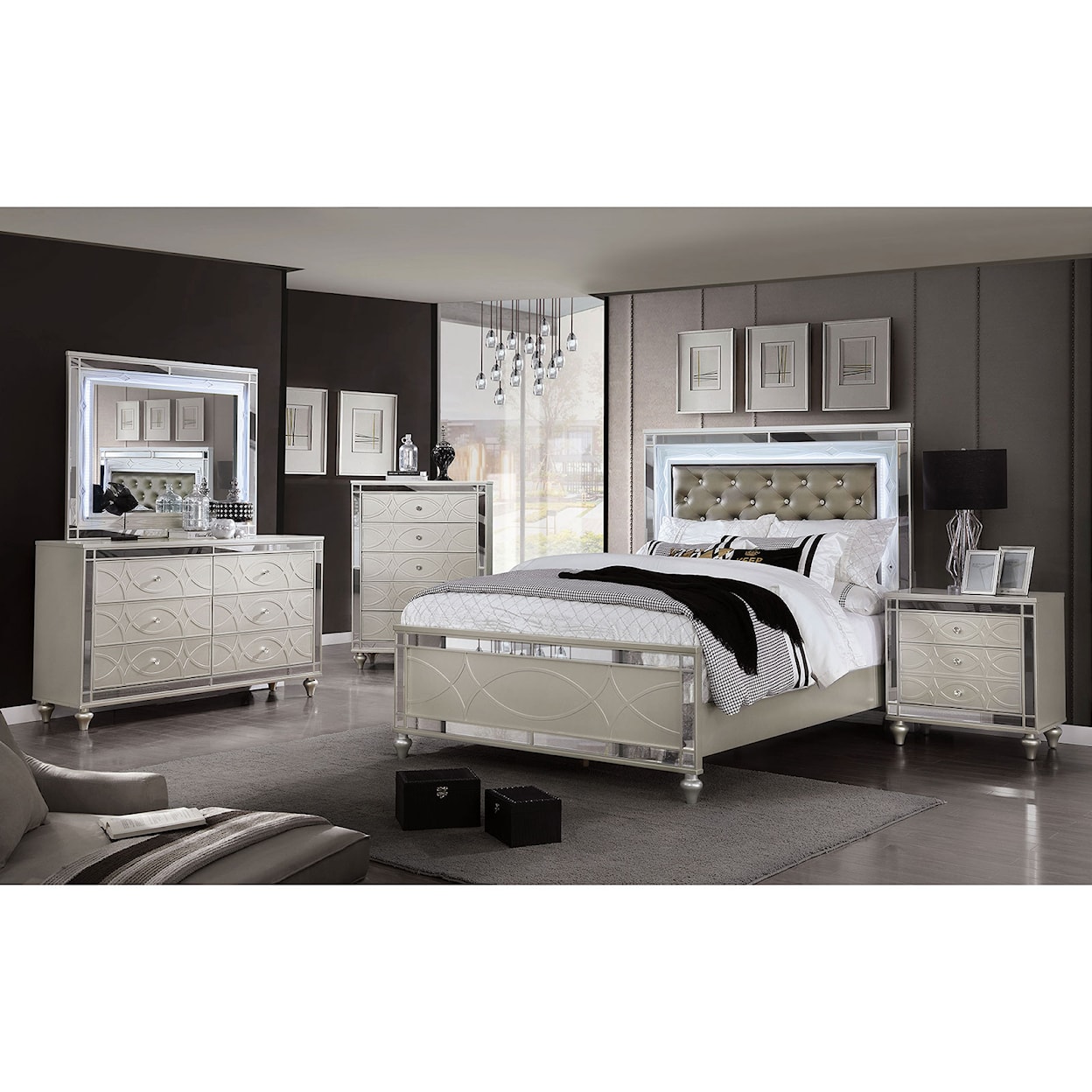 Furniture of America Manar 5 Pc. Queen Bedroom Set w/ Night Stand