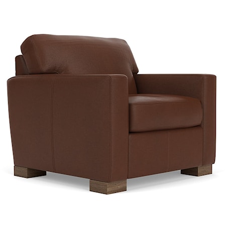 Contemporary Chair with Plush Seat Cushion and Track Arms