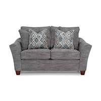 Casual Stationary Loveseat with Flared Armrests