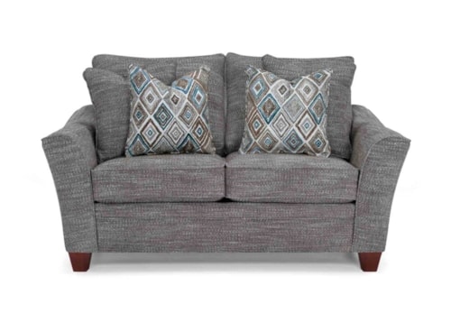 Casual Stationary Loveseat with Flared Armrests