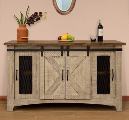Rustic 60" TV Stand with 4 Doors
