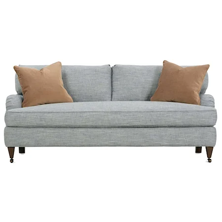 Transitional 86" Bench Cushion Sofa with Throw Pillows