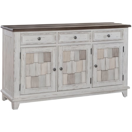 Farmhouse 3-Door Accent Server with Shingle Details