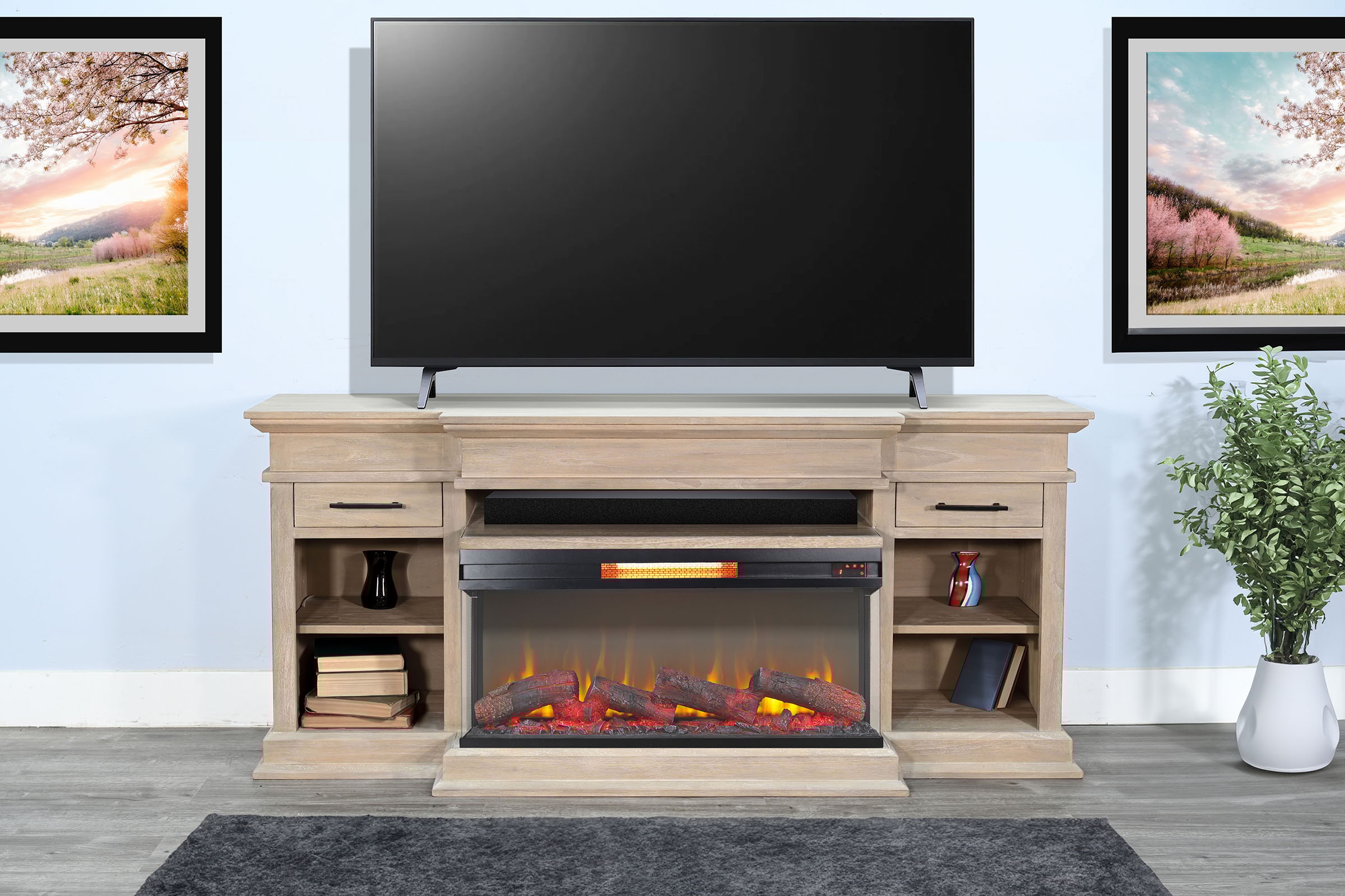 Sunny Designs Mason 72" Media Console With Electric Fireplace