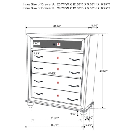 Barzini 5-drawer Bedroom Chest