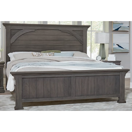 Transitional King Mansion Bed with Metal Slats