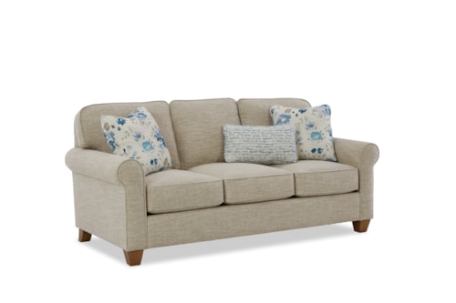 Casual Stationary Sofa with Rolled Arms