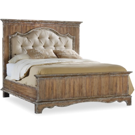 Queen Upholstered Mantle Panel Bed