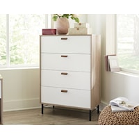 Contemporary 4-Drawer Chest with Leather Handles