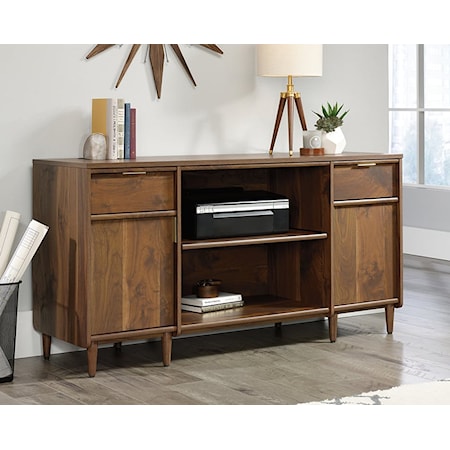 Mid-Century Modern Storage Credenza with Slide-Out Printer Shelf